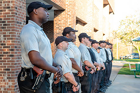 Cadets in the BLET program line up and await instruct